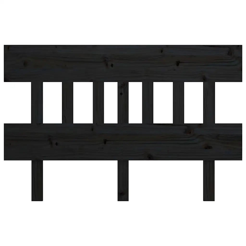 Testiera per Letto Nera 203,5x3x81 cm in Legno Massello di Pino 819144