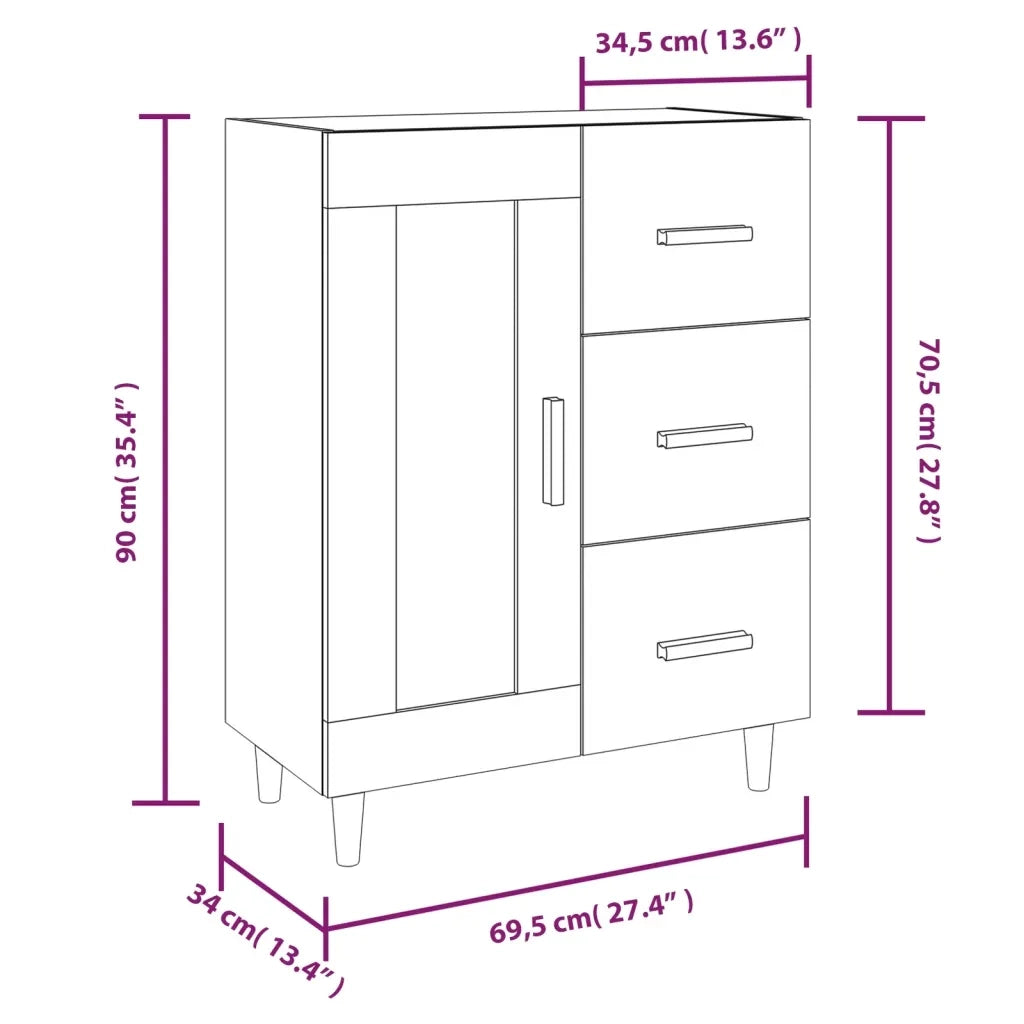 Credenza | Madia | Buffet da pranzo | Armadio da pranzo Grigio Sonoma 69,5x34x90 cm in Legno Multistrato