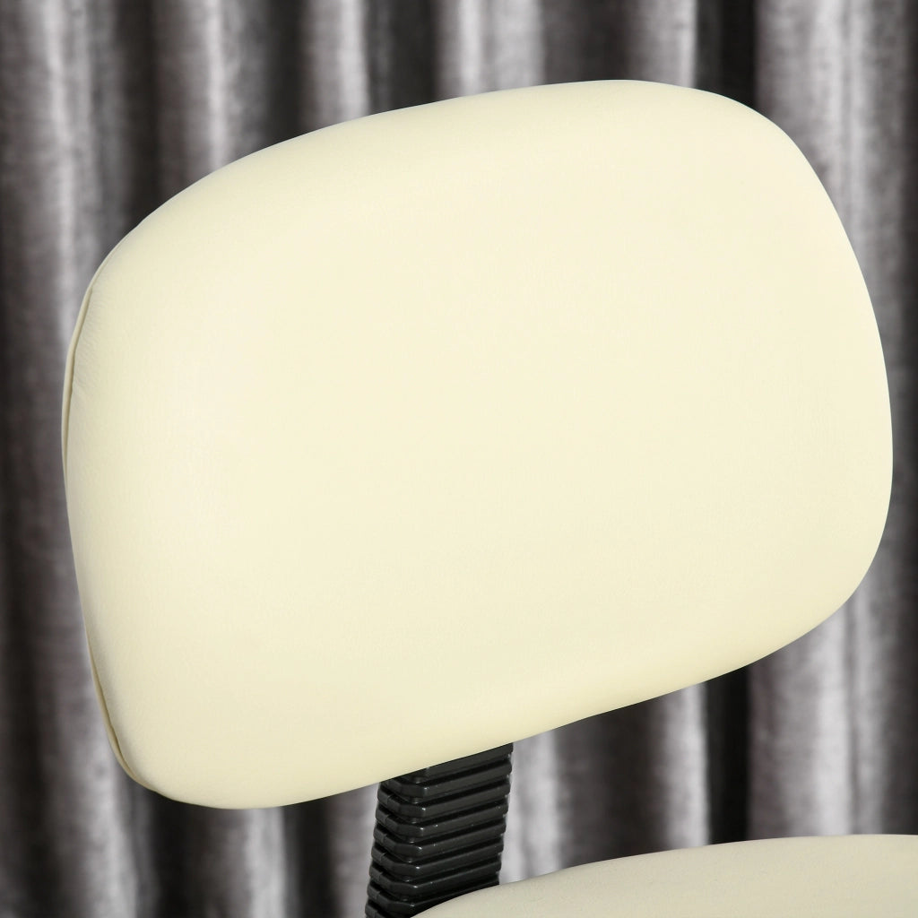 Sgabello da bar girevole con schienale, regolabile in altezza, rivestimento in PU beige, 56x57x104-127 cm