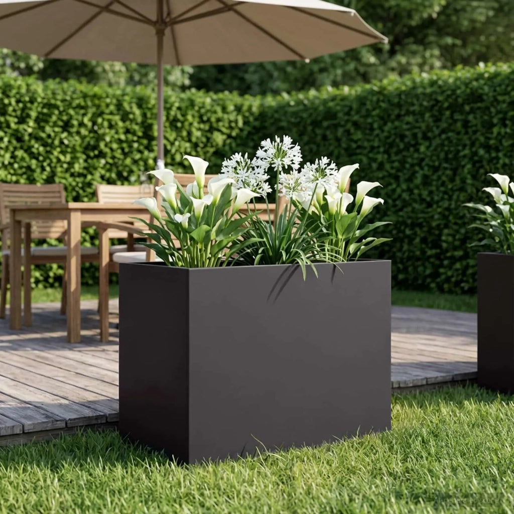 Vaso da giardino Nero 60 x 40 x 50 cm Acciaio laminato a freddo 8005694