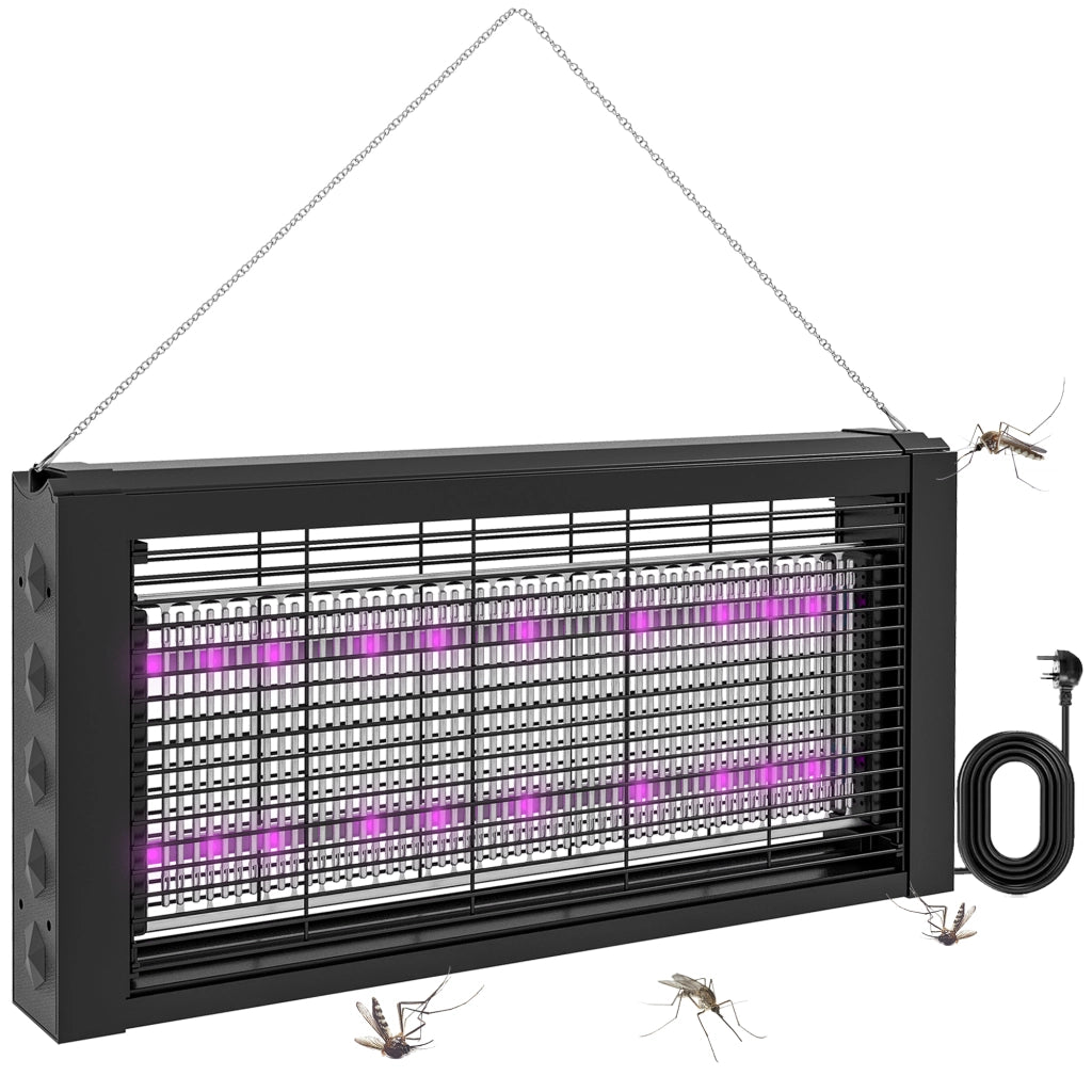 Lampada Antizanzare per Interno 8W con Catenella e Rete di Protezione, 49x6x25 cm, Nero