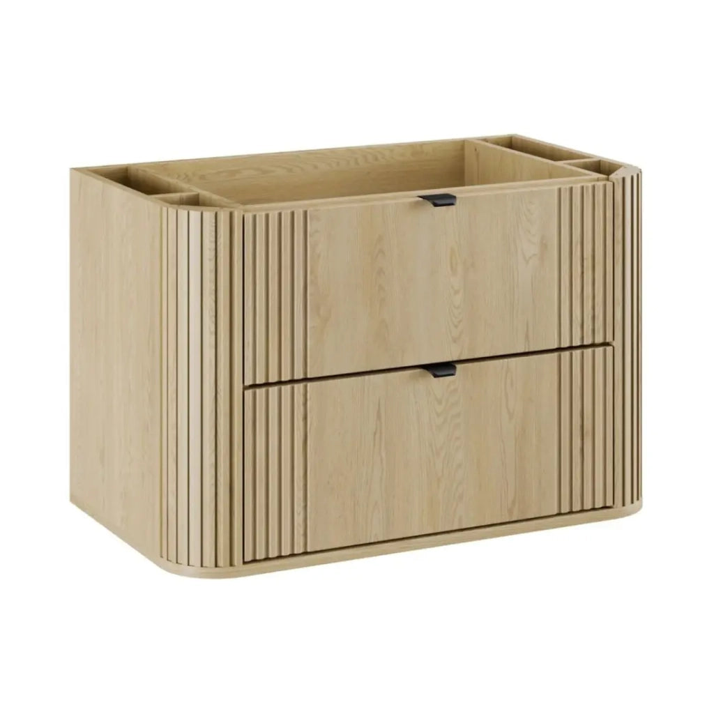 Mobile sottolavabo KORI 80 cm rovere chiaro – 2 cassetti – sospeso