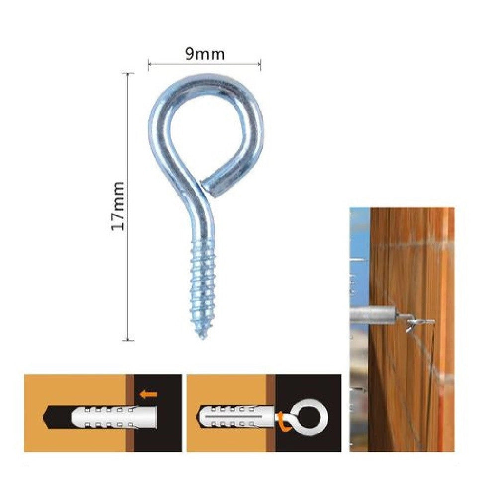 Trade Shop - Set 54pz Viti Vite A Occhiello Gancio Chiuso 9x17 Mm Filettatura Per Legno 90724 -
