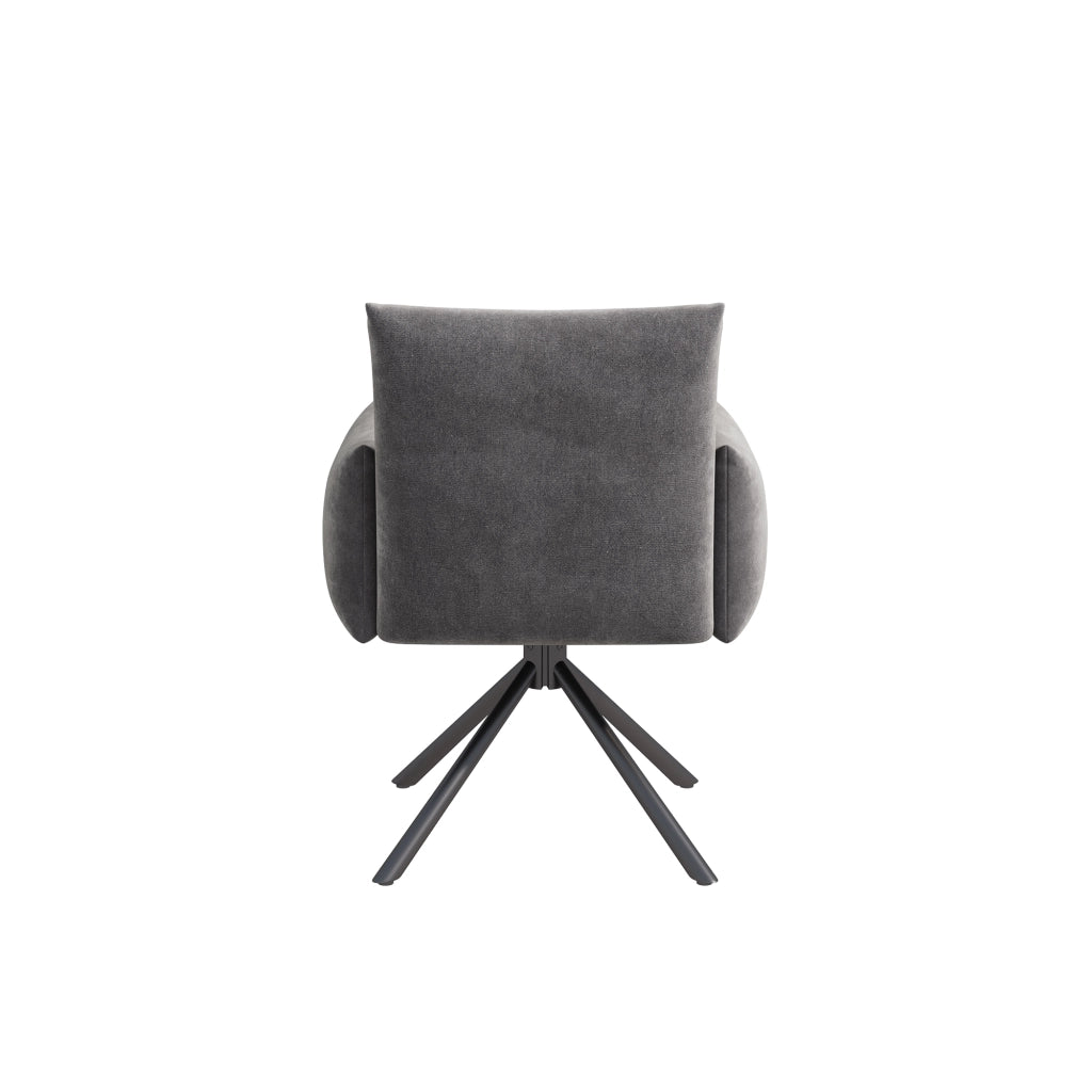 Set di 2 sedie da pranzo girevoli 360° in velluto grigio con braccioli e gambe in metallo