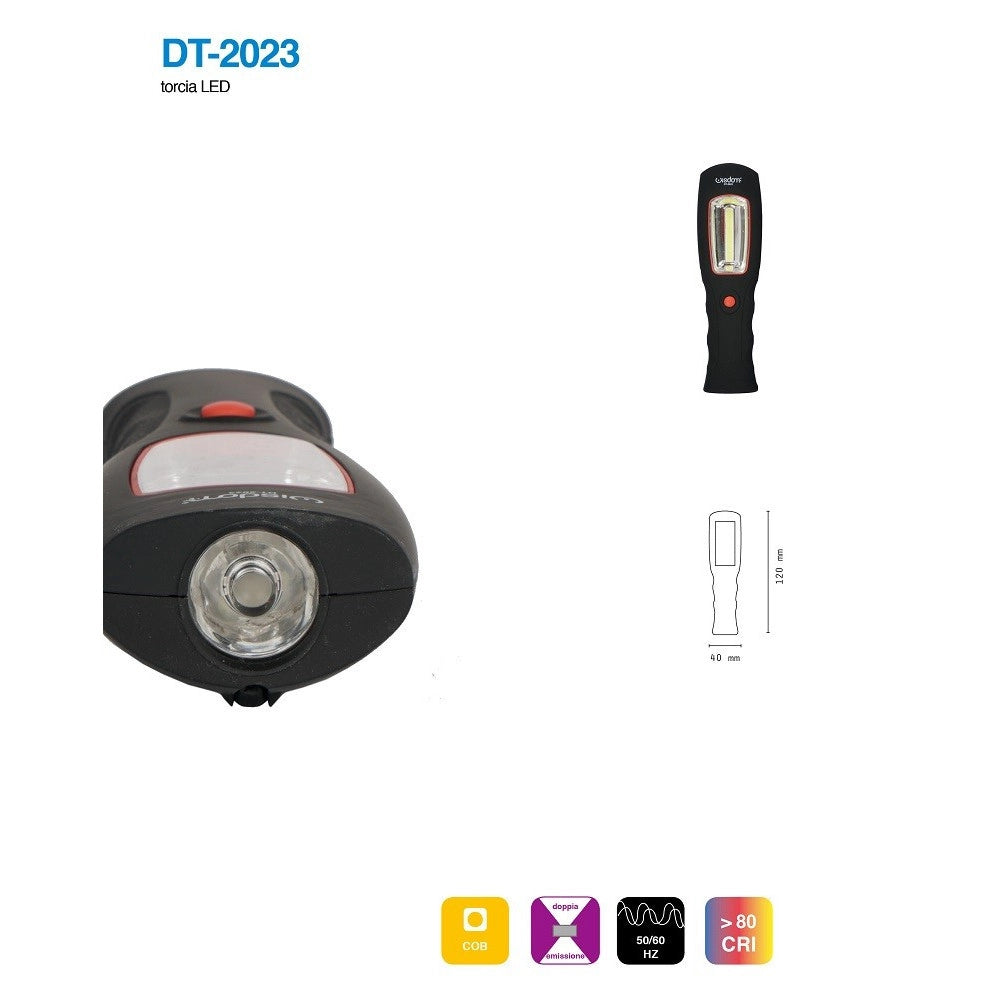 Trade Shop - Torcia Lampada Led Cob Appendibile Doppia Emissione Di Luce Da Campeggio Dt-2023 -