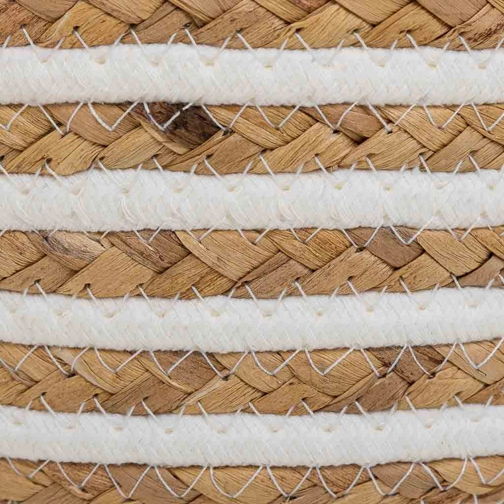 Cesto fibra naturale cotone bianco e marrone d35x14