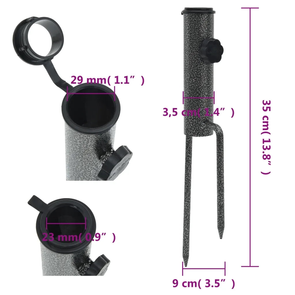 Supporti Ombrellone con Picchetti 2 pz 9x35cm Acciaio Zincato CFW7669298