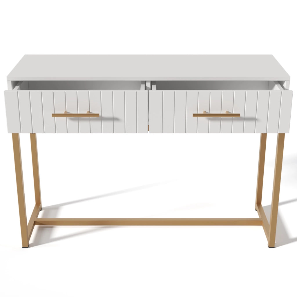 TOELETTA 100x45x75 cm Bianca con 2 Cassetti e base in metallo
