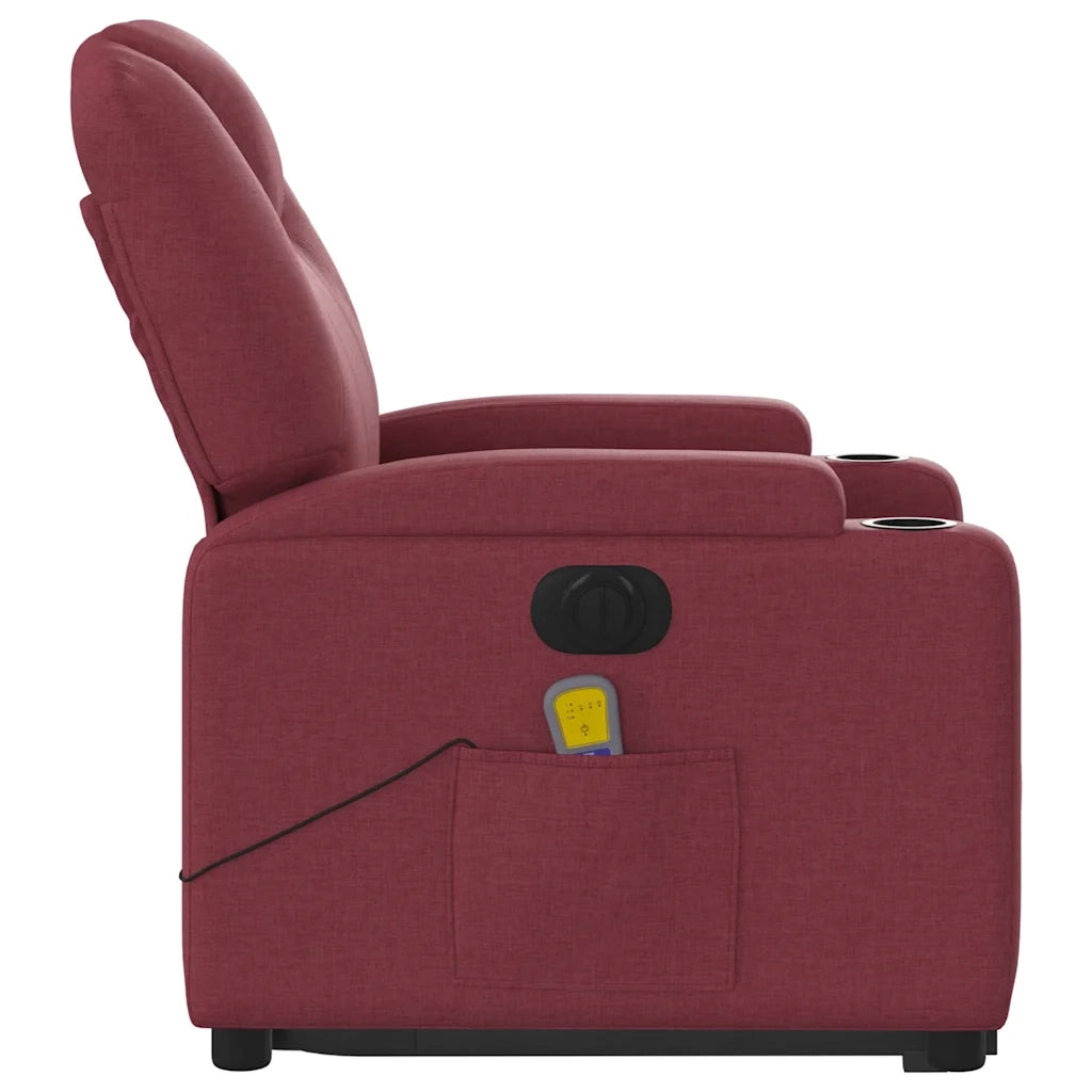Poltrona Alzapersona Massaggiante Elettrica Rosso Vino Tessuto 3204407
