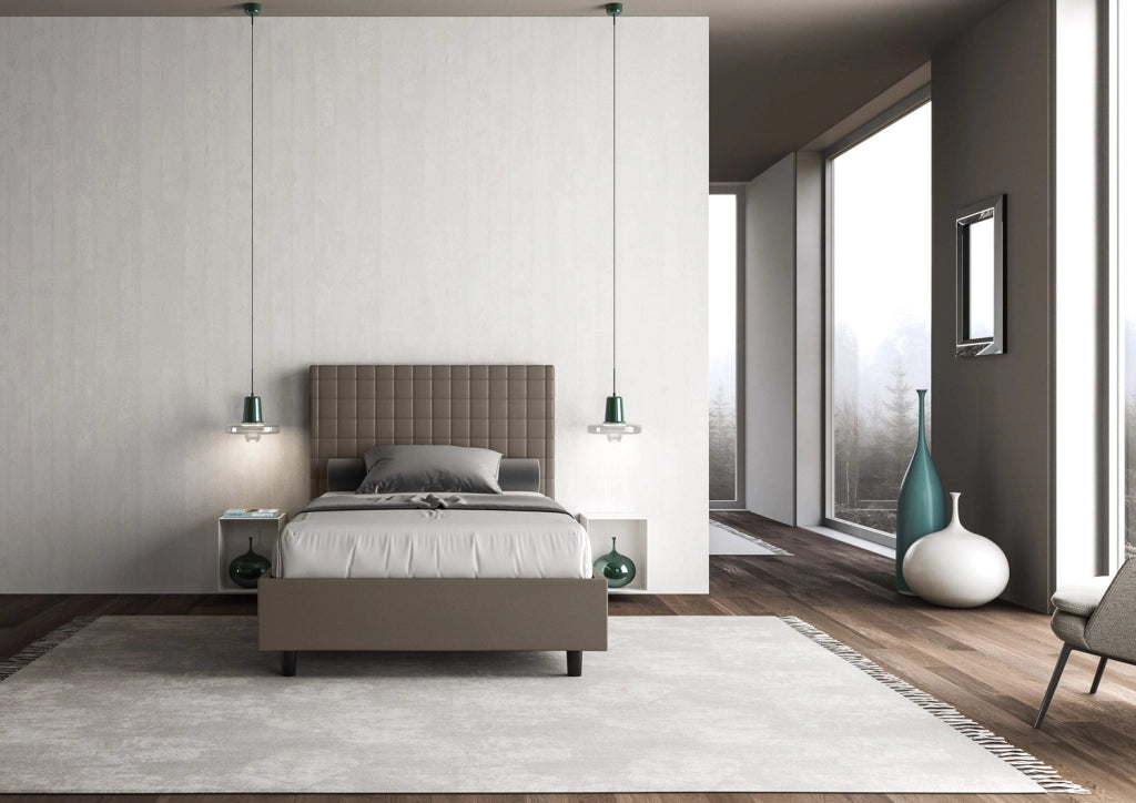 Letto Singolo 80x200 cm con Rete e Contenitore Sunny Cappuccino