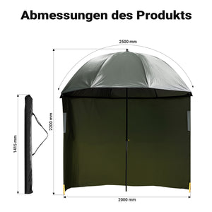 Ombrellone da pesca con tenda e due finestre 250 cm Protegge da vento e pioggia
