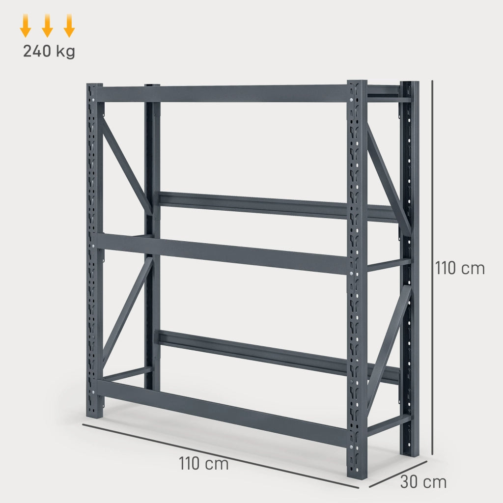 Scaffale per Casse di Bevande a 3 Livelli ¨C Zephmum ¨C Grigio 110x30x110 cm