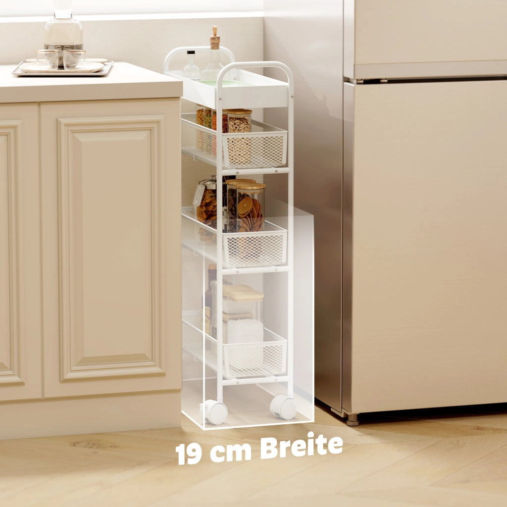 Carrello Multiuso in Metallo con 3 Cestelli ¨C Zephmum ¨C Bianco 60x40x90