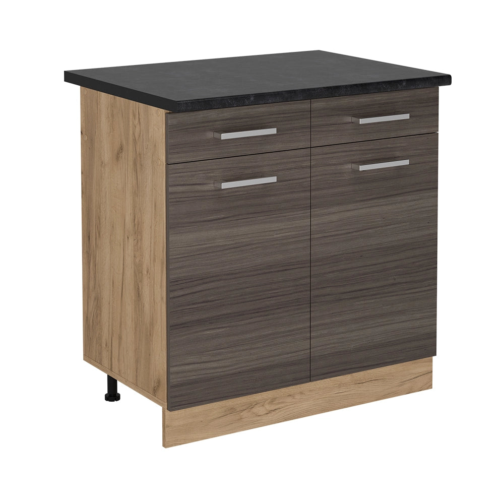 Mobiletto base per cucina R-Line Grigio nobile/Rovere dorato 80 cm, PL Antracite Vicco