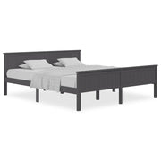 Letto matrimoniale | Letto per adulti | Giroletto Grigio in Legno Massello di Pino 200x200 cm