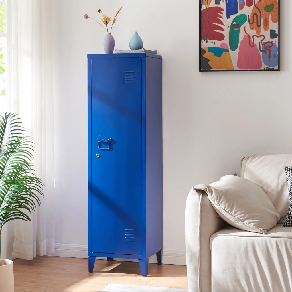 Armadio da Ufficio Kurikka Acciaio Blu [en.casa]
