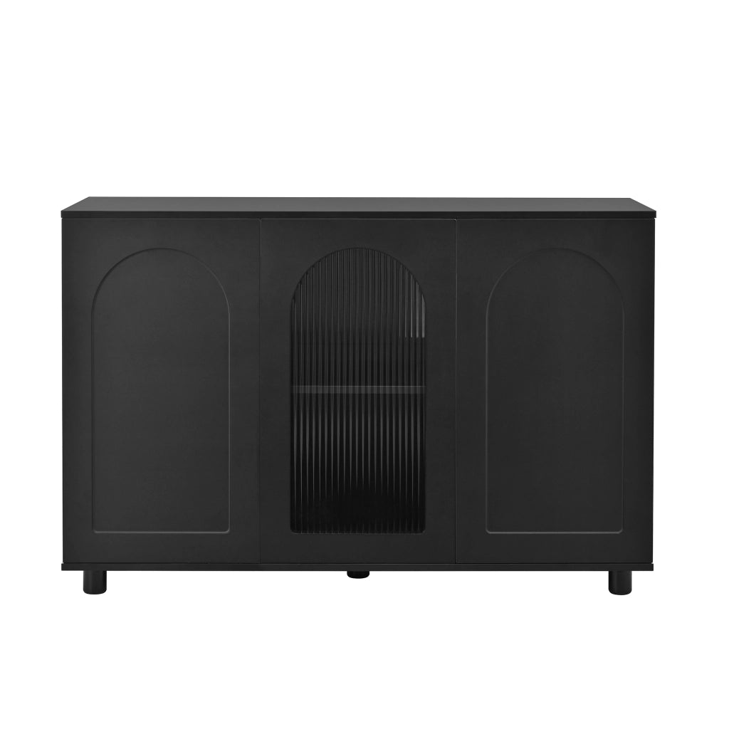 Credenza a U con Porta in Vetro ¨C MINIMAL ¨C Nero, Design Rebound