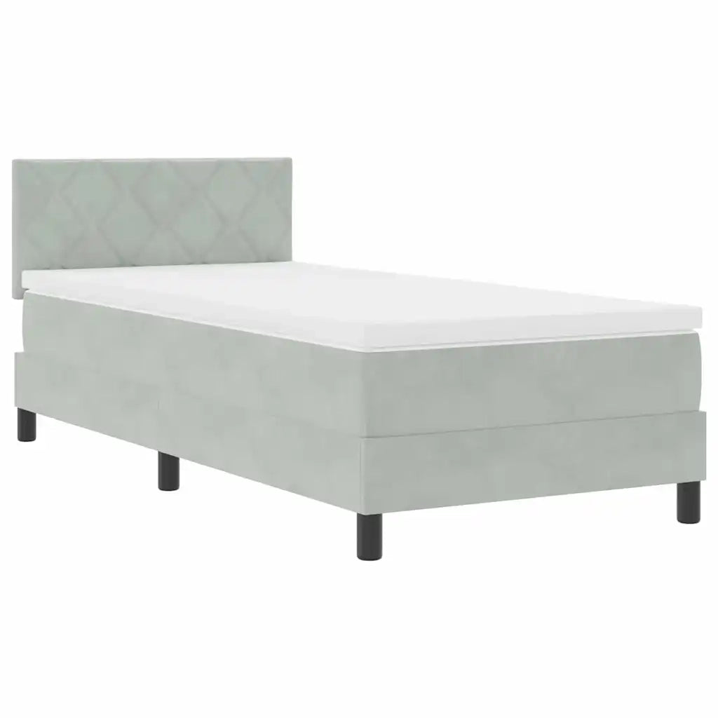 Letto a Sorgente LED con led Grigio chiaro 100 x 200 cm Velluto