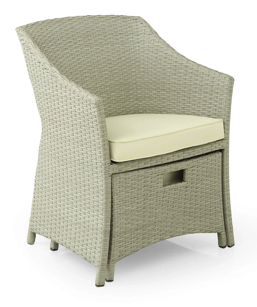 Set Salotto da Giardino Tavolino 2 Poltrone e 2 Poggiapiedi in Rattan Kraus Vasari Beige