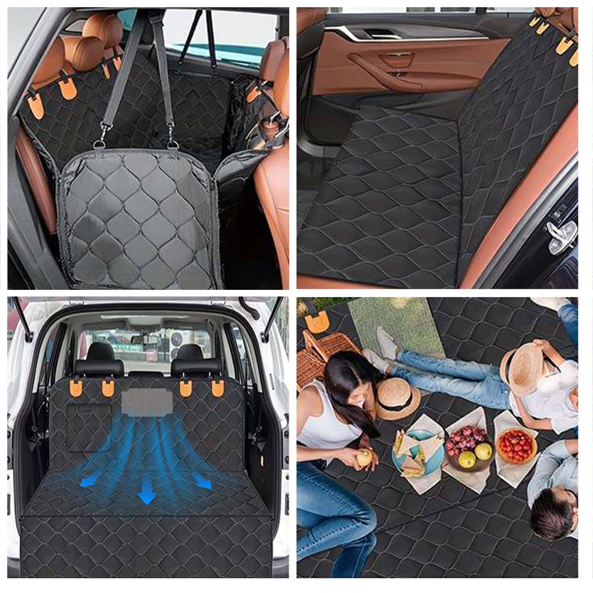 Fudajo Coprisedile posteriore auto per cani 137x147cm Protezione divisibile con zip per sedile