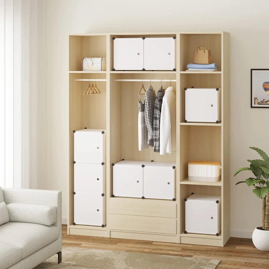 DIY Armadio a Cubo Armadietto Guardaroba Pieghevoli Combinato Modulare Scarpiera Bianco per Stanzino e Ripostiglio