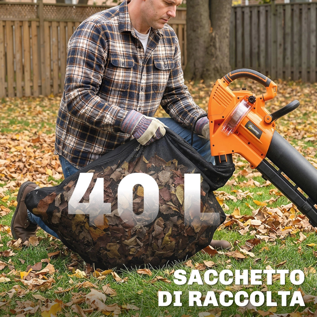 3-in-1 Soffiatore, Aspiratore, Trituratore per Foglie 3000W, Leggero
