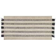 Tappeto in lana bianco sporco nero 80 x 150 cm fatto a mano con nappe moderne