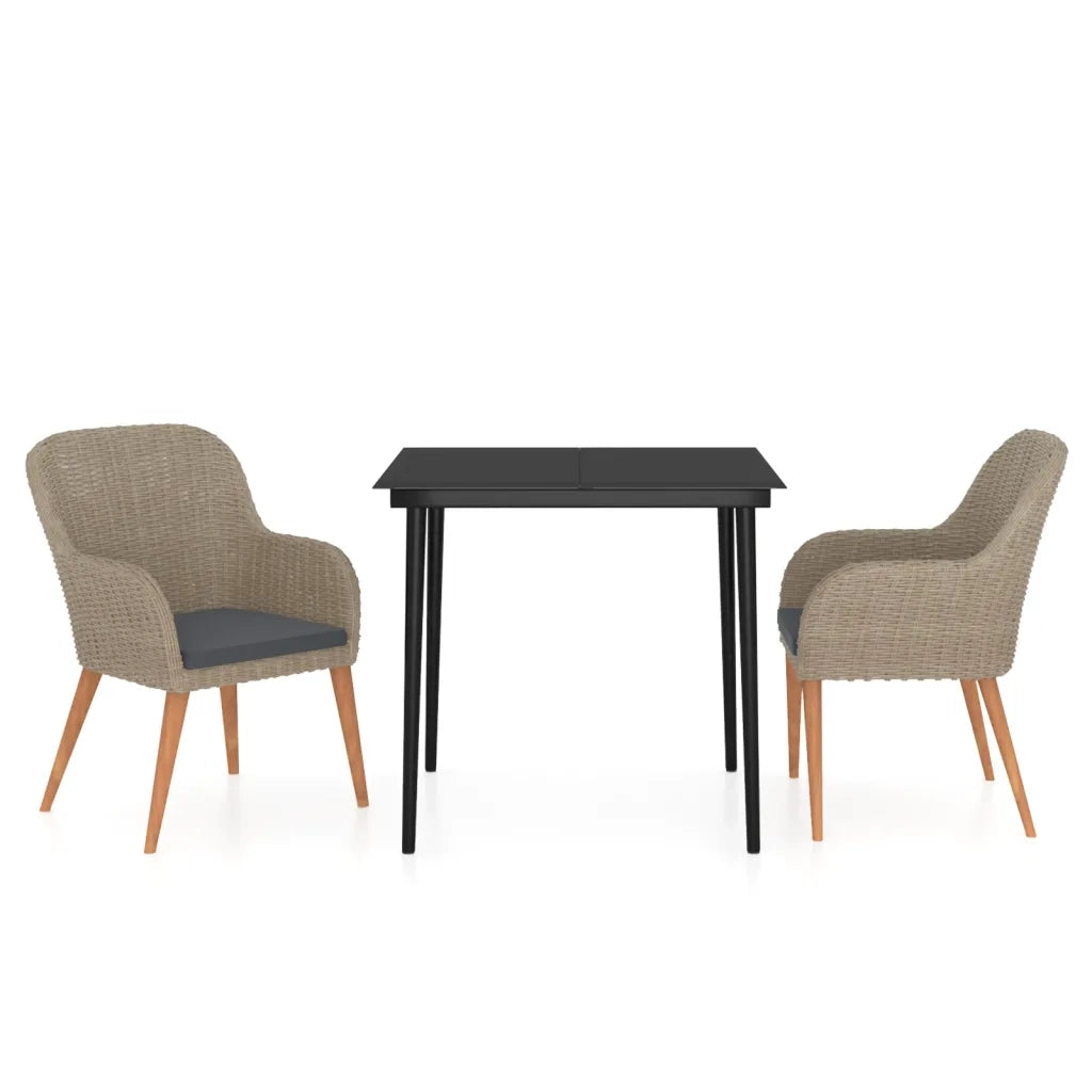 Set da Pranzo da Giardino 3 pz | Set Salotto da Giardino con Cuscini Marrone
