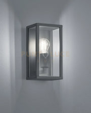 GARONNE APPLIQUE DA ESTERNO RETTANGOLARE IN FUSIONE COLORE ANTRACITE L. 14CM X H. 26,5CM 1 LUCE ATTACCO E14