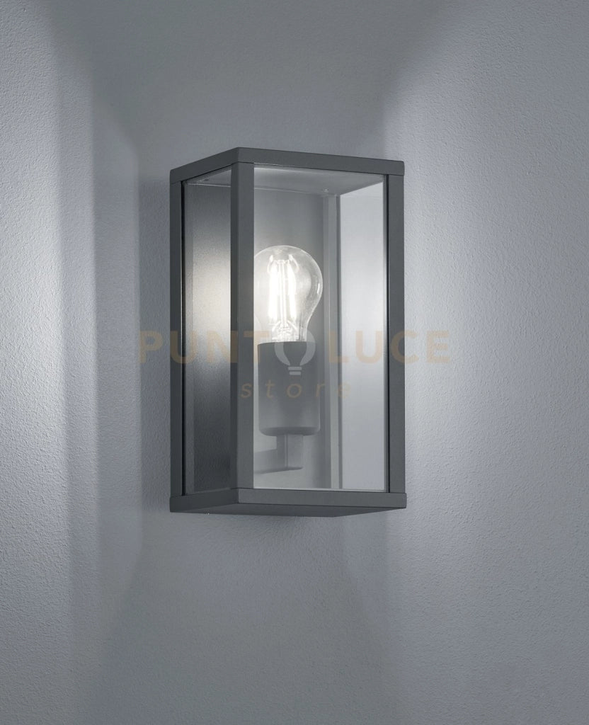 GARONNE APPLIQUE DA ESTERNO RETTANGOLARE IN FUSIONE COLORE ANTRACITE L. 14CM X H. 26,5CM 1 LUCE ATTACCO E14