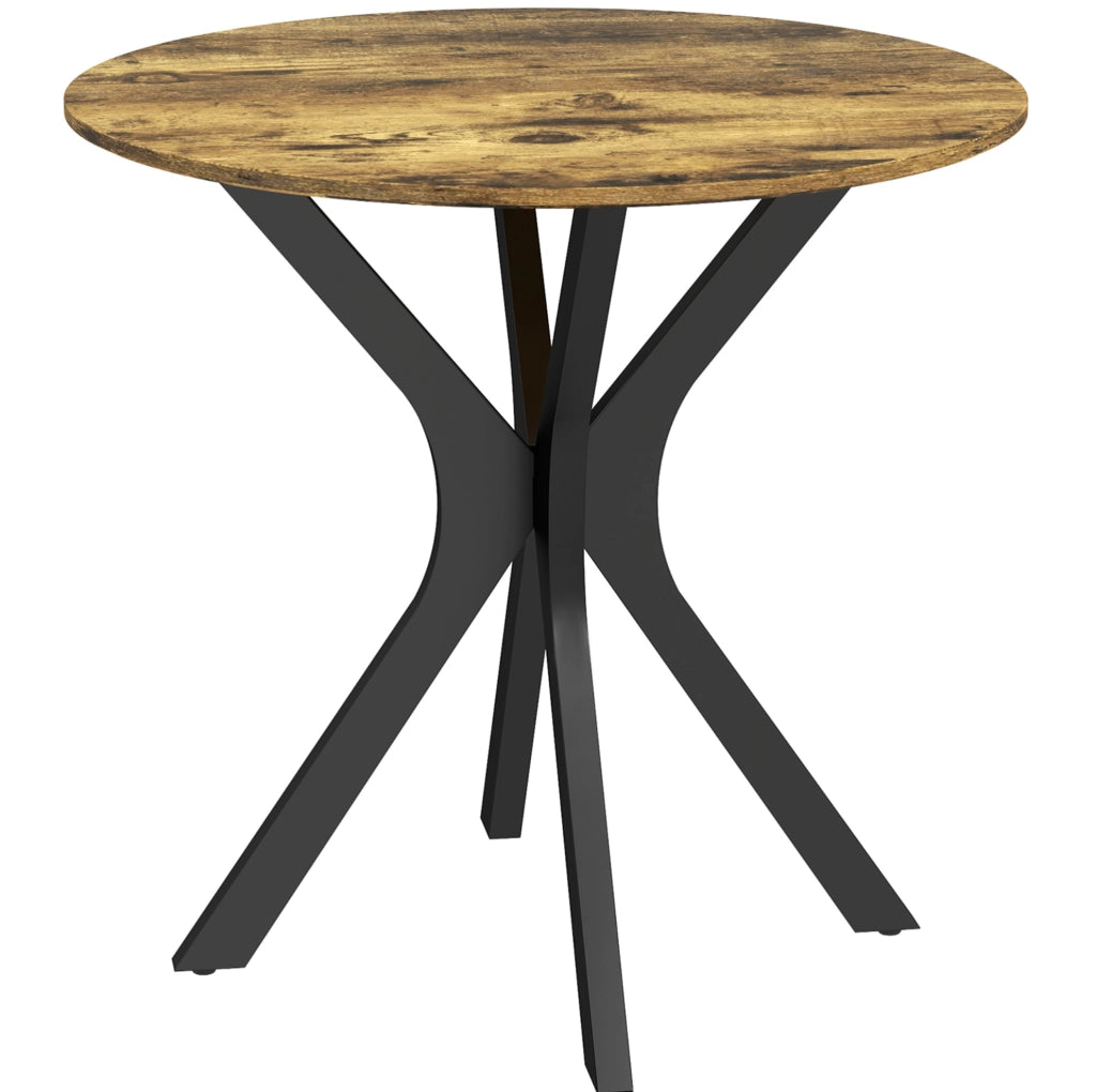 Tavolo da pranzo rotondo per 2 persone ?78 x 75 cm in MDF e acciaio marrone