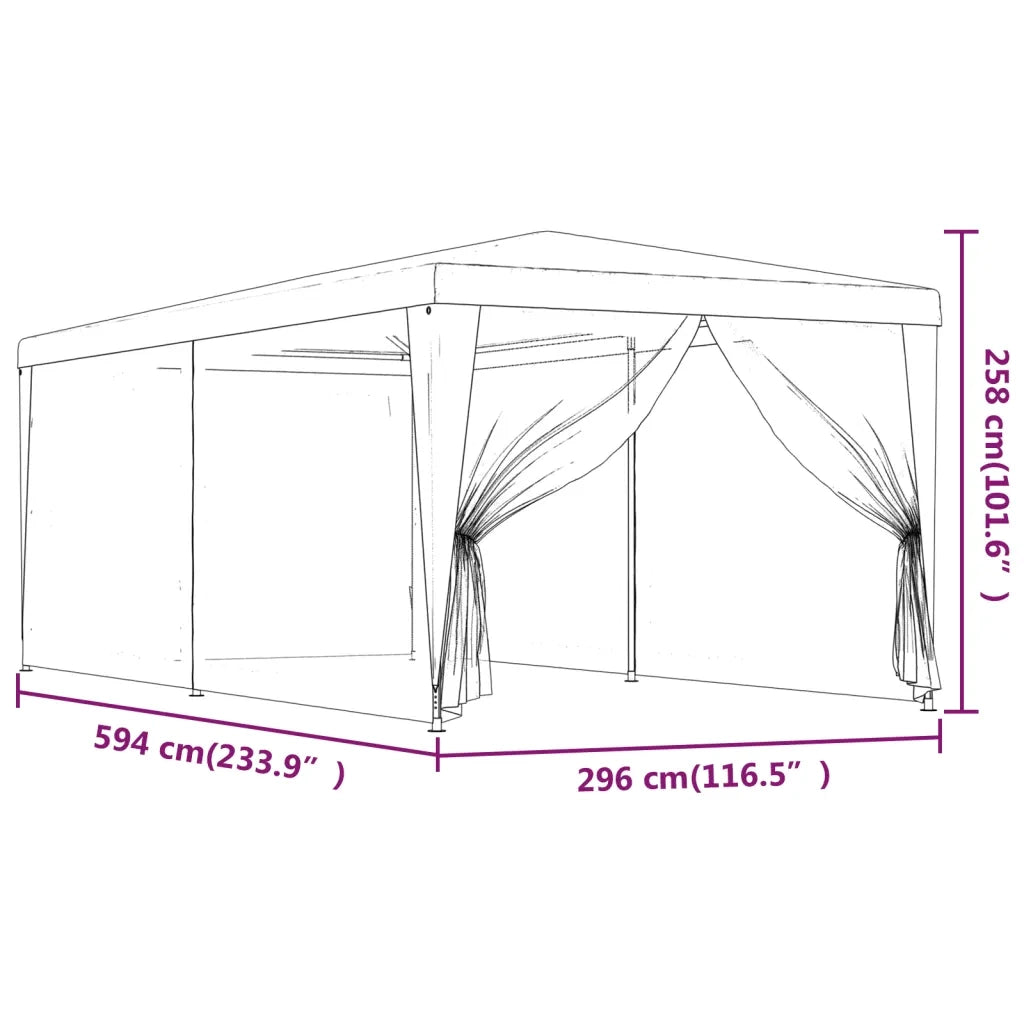 Tenda per Feste con 6 Pareti Laterali in Rete Blu 3x6 m HDPE