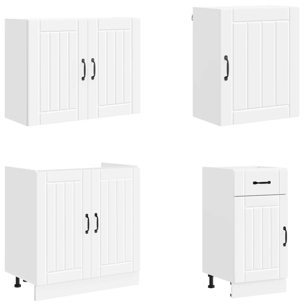 Set Mobili da Cucina 7 pz Lucca Bianco Legno Multistrato 3314771