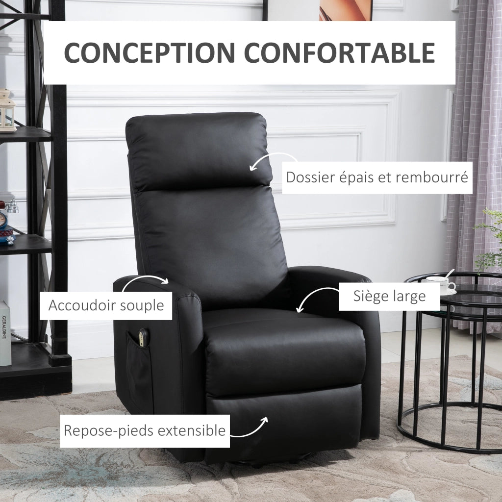 Poltrona relax elettrica alzapersona reclinabile con poggiapiedi ¨C Xylo ¨C Similpelle nera