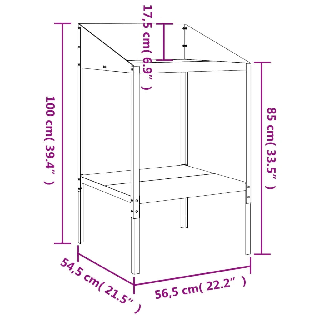 Portavasi mobiletto per fiori 56,5 x 54,5 x 100 cm acciaio zincato antracite 02_0045163