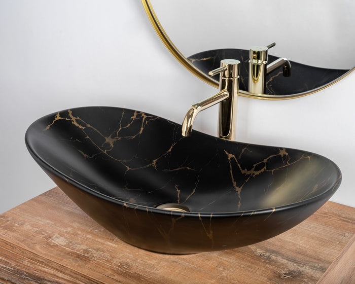 Lavabo Da Appoggio Rea Royal 60 Black Marble Mat