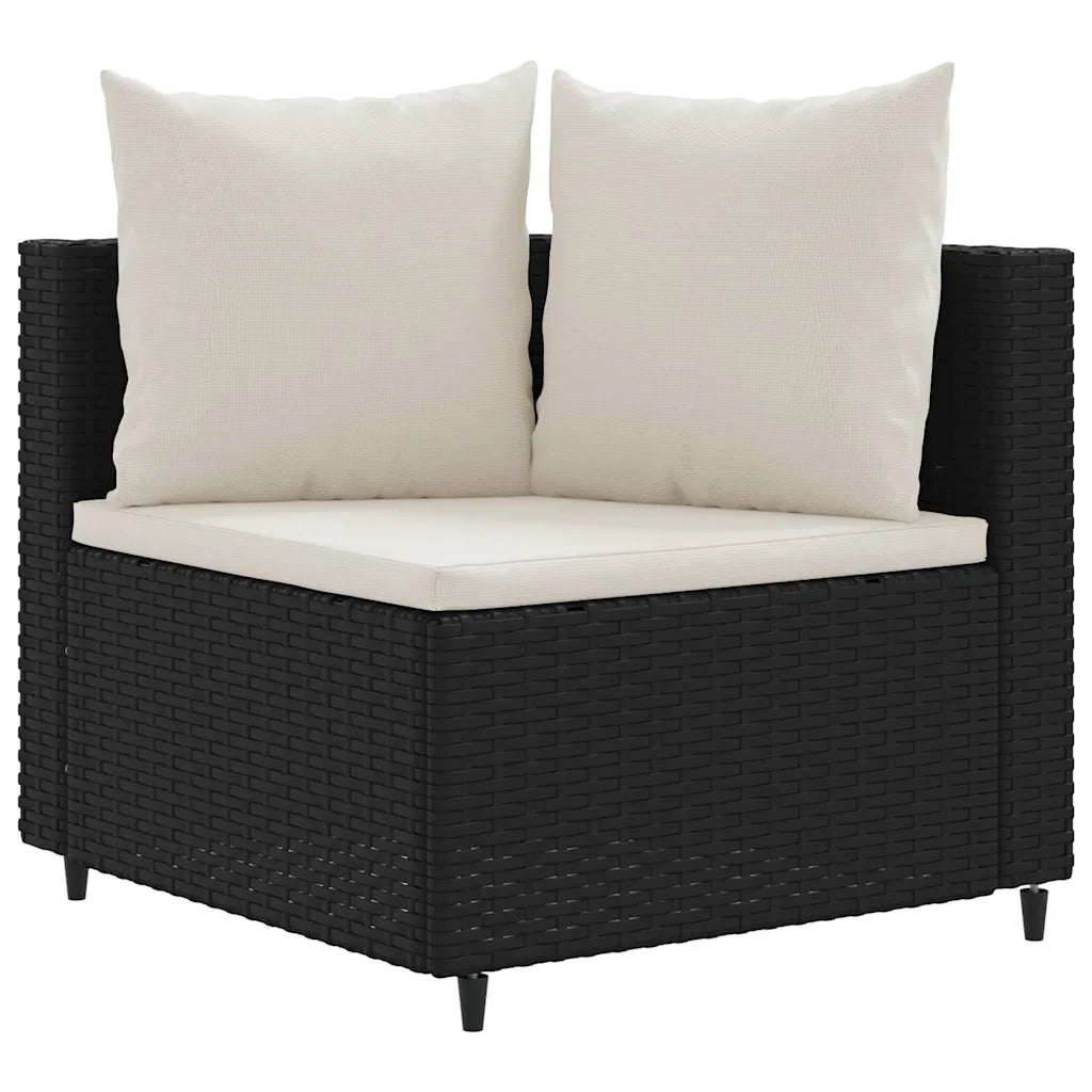 Set Divani da Giardino 5 pz con Cuscini in Polyrattan Nero