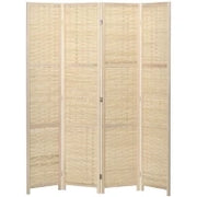 Paravento Separé da Interno a 4 Ante in Legno e Bambù, Pieghevole e Salvaspazio Altezza 170cm, Marrone