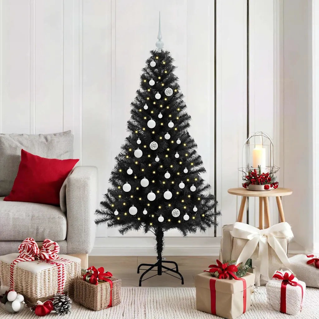 Albero di Natale con 150 LED con supporto Nero 150 cm PVC 3396468