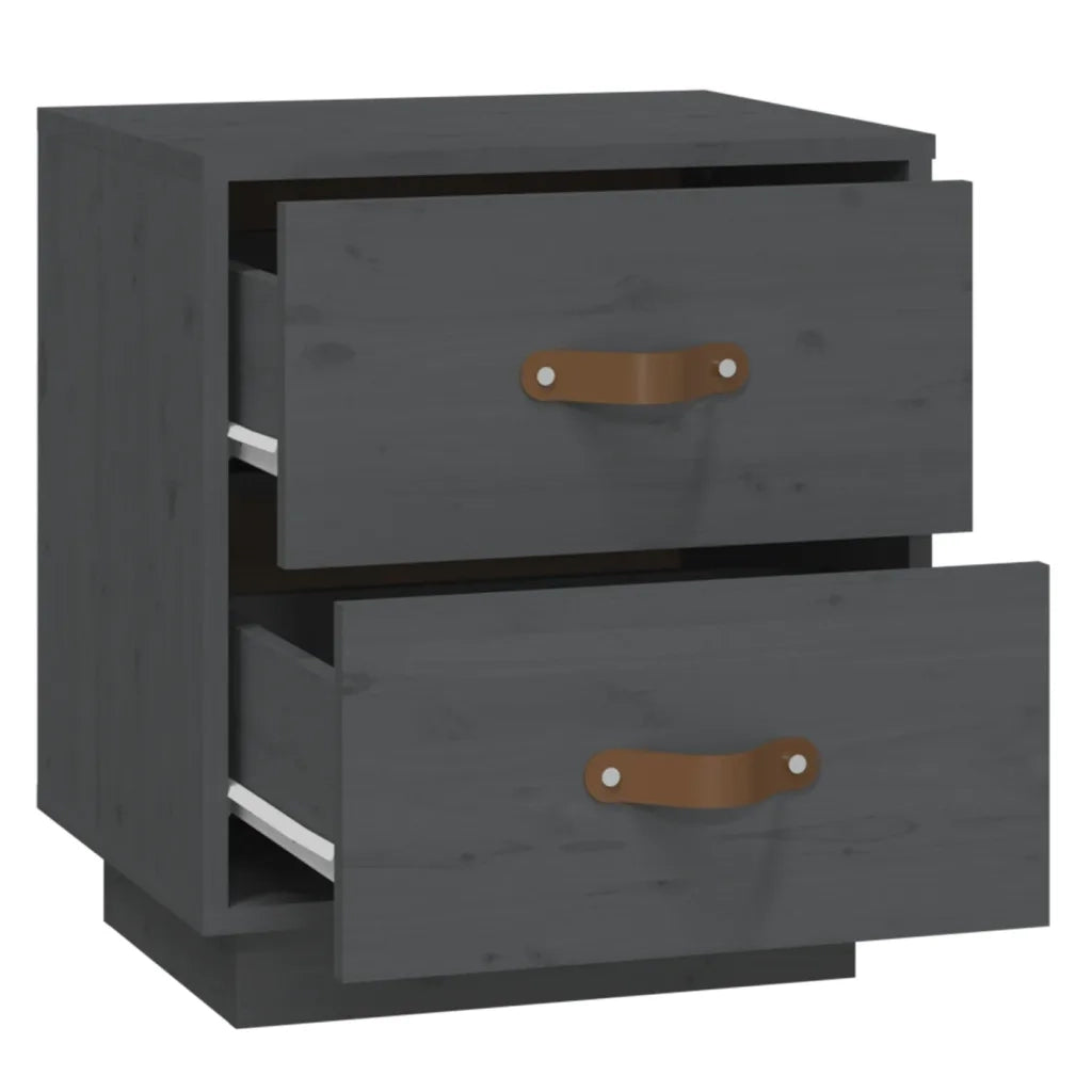 Comodino | Armadio da Notte | Mobiletto da notte Grigio 40x34x45 cm in Legno Massello di Pino