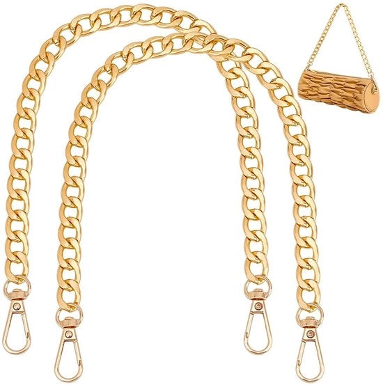 Maniglia per borse 40 cm - Cavo di maniglia in alluminio - Con chiusura a giro e riempimento metallico - Maniglie di connessione per borse - Maniglie in acciaio - Cavo di maniglia in oro - Cinturino per borse