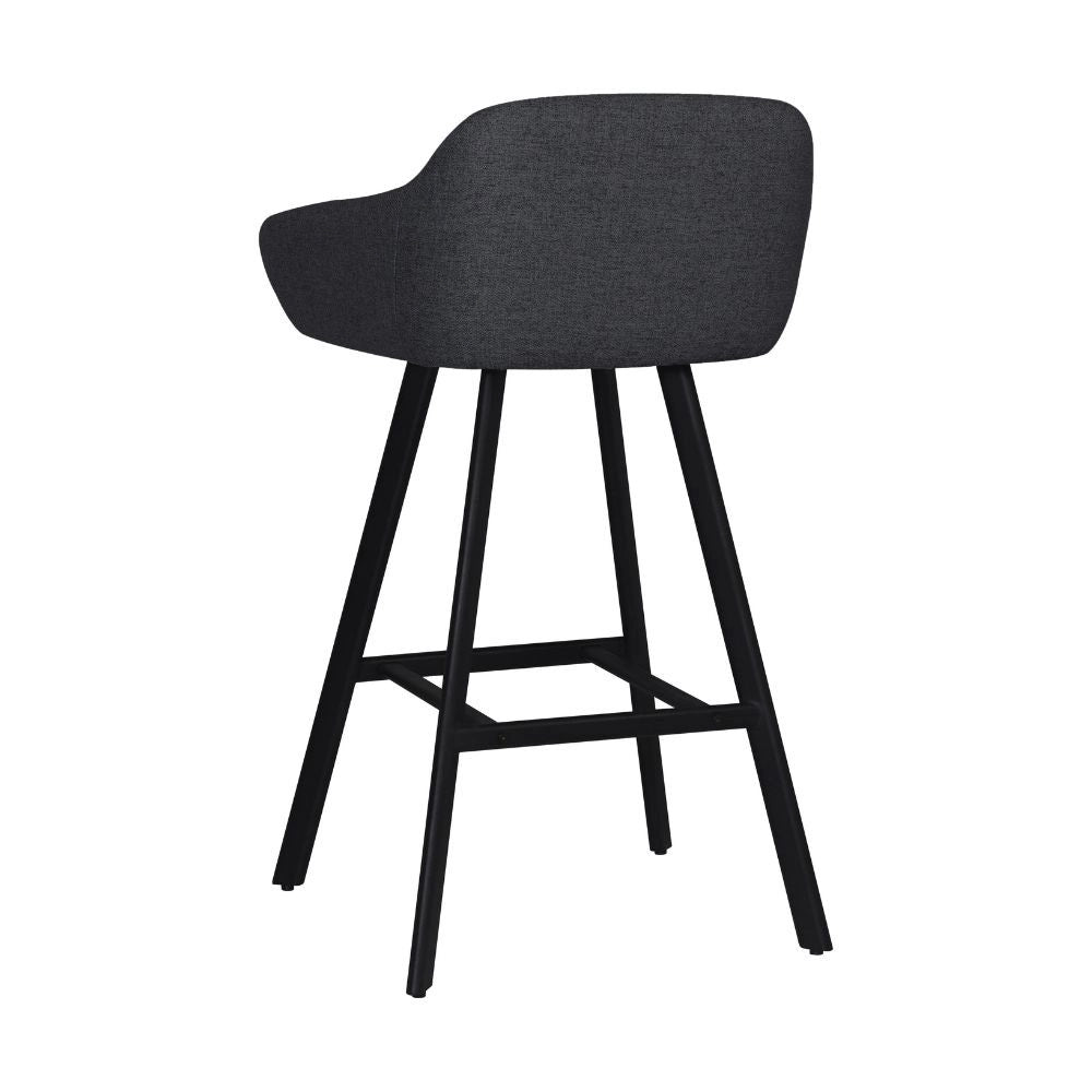Sgabello Mey grigio scuro con seduta imbottita e gambe in metallo nero – Eleganza e comfort per la zona snack