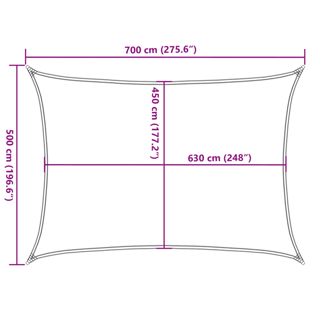 Vela Parasole 160 g/mÂ² Nera 5x7 m in HDPE
