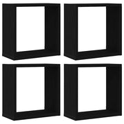 4 pz Mensole Parete | Mensola sospesa Cubo Rovere Nero 30x15x30 cm Truciolato