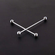 Decorazione per cravatta uomo, 6 cm, messing, slanciata, stud barbell, chiusura broche, finitura a specchio e dorata.