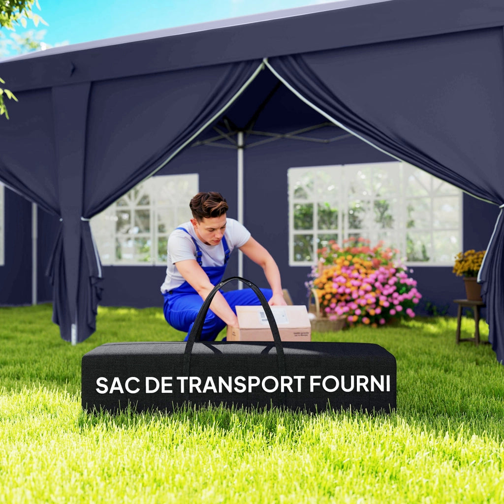 Gazebo pieghevole impermeabile ¨C zephmum ¨C 6x3x2.7 m con 4 pareti e finestre