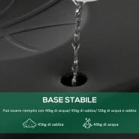 Canestro Basket per Adulti con Tabellone in PVC Regolabile 210-260cm Ruote Integrate Bianco