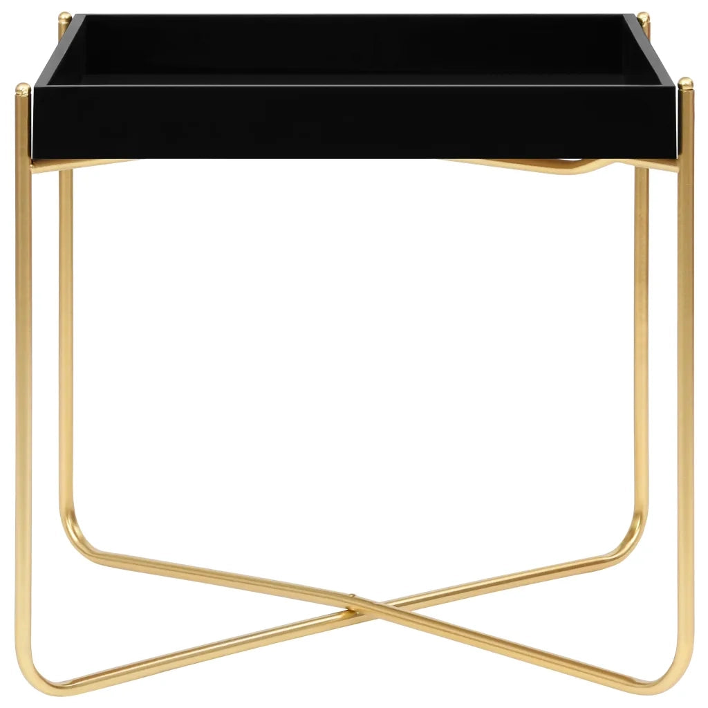 Tavolino Laterale Nero e Oro 38x38x38,5 cm in MDF cod mxl 12700