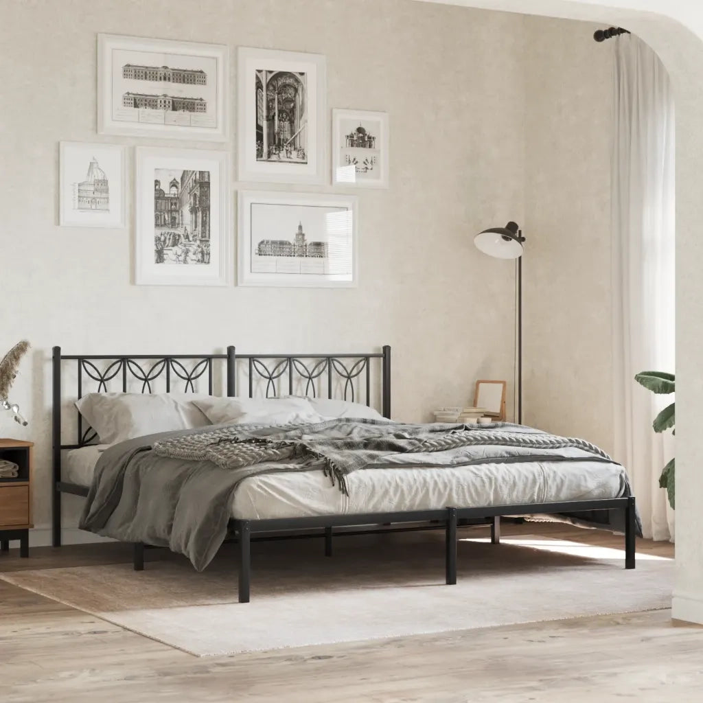Giroletto con Testiera-Struttura Letto con testiera in Metallo Nero 183x213 cm 594653