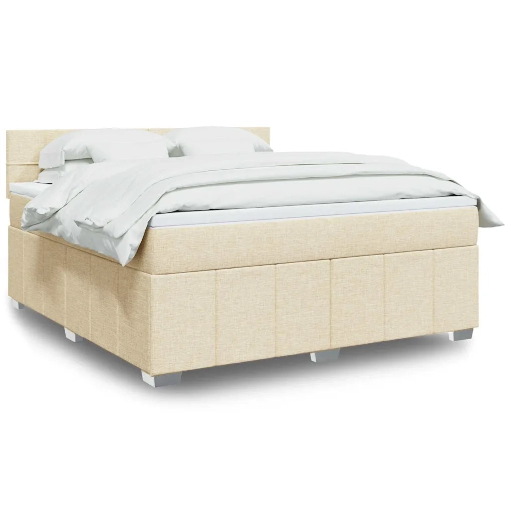 vidaXL Giroletto a Molle con Materasso Crema 180x200 cm in Tessuto